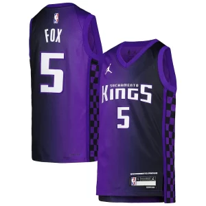 Cool De'Aaron Fox Sacramento Kings Jordan Brand Youth Swingman Jersey Statement Edition Purple per i devoti sostenitori