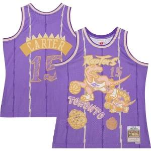Splendido Eccezionale Vince Carter Toronto Raptors 1998/99 Swingman Sidewalk Sketch Jersey Purple per i devoti sostenitori