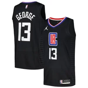 Duraturo Paul George LA Clippers Jordan Brand Nike Swingman Player Jersey Statement Edition Black per i devoti sostenitori