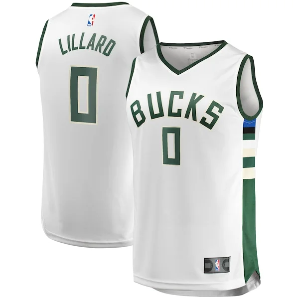 Splendido Damian Lillard Milwaukee Bucks Youth Fast Break Player Jersey Association Edition White per i devoti sostenitori