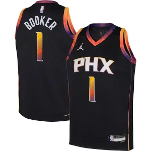Accattivante Devin Booker Phoenix Suns Jordan Brand Youth Swingman Jersey Statement Edition Black per i devoti sostenitori
