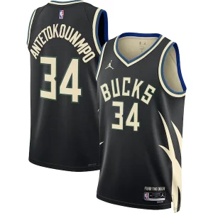 Lussuoso Giannis Antetokounmpo Milwaukee Bucks Jordan Brand Unisex Swingman Jersey Statement Edition Black per i devoti sostenitori