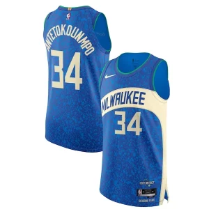 Moderno Bellissimo Nike Giannis Antetokounmpo Milwaukee Bucks Authentic Jersey City Edition Blue per i devoti sostenitori
