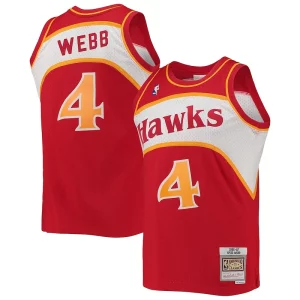Elegante Attraente Spud Webb Atlanta Hawks Hardwood Classics Swingman Jersey Red per i devoti sostenitori