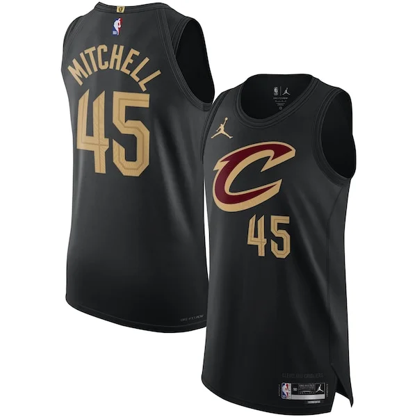Trendy Donovan Mitchell Cleveland Cavaliers Jordan Brand Authentic Player Jersey Statement Edition Black per i devoti sostenitori