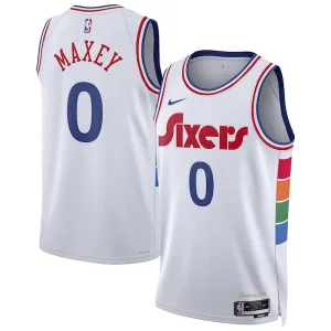 Robusto Tyrese Maxey Philadelphia 76ers Nike Unisex 2024/25 Swingman Player Jersey City Edition White per i devoti sostenitori