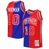 Fantastico Dennis Rodman Detroit Pistons Hardwood Classics 1988/89 Split Swingman Jersey Blue/Red per i devoti sostenitori