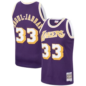 Resistente Stupendo Elegante Kareem Abdul Jabbar Los Angeles Lakers Hardwood Classics Swingman Jersey Purple/Gold per i devoti sostenitori