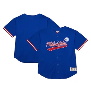 Prestigioso Philadelphia 76ers Hardwood Classics On The Clock Mesh Fashion Baseball Jersey Royal per i devoti sostenitori
