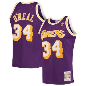 Cool Elegante Shaquille O'Neal Los Angeles Lakers Hardwood Classics Swingman Jersey Purple/Royal/Gold per i devoti sostenitori