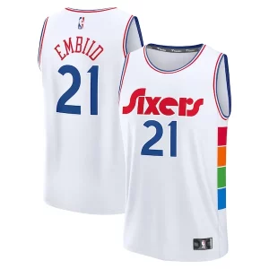 Eccezionale Joel Embiid Philadelphia 76ers 2024/25 Fast Break Player Jersey City Edition White per i devoti sostenitori