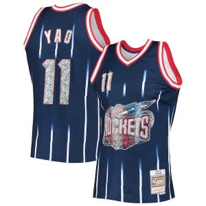 Ottimo Yao Ming Houston Rockets 2002/03 Hardwood Classics NBA 75th Anniversary Diamond Swingman Jersey Navy per i devoti sostenitori