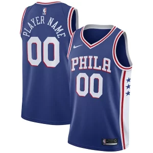 Lussuoso Philadelphia 76ers Nike Swingman Custom Jersey Blue Icon Edition per i devoti sostenitori