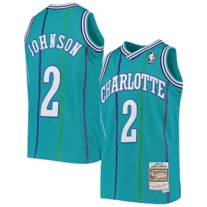 Bellissimo Elegante Prestigioso Larry Johnson Charlotte Hornets Youth 1992/93 Hardwood Classics Swingman Jersey Teal per i devoti sostenitori