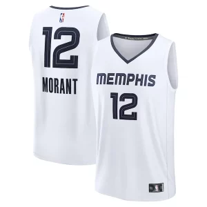 Fascinante Ja Morant Memphis Grizzlies Fast Break Replica Player Jersey Association Edition White per i devoti sostenitori
