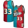 Cool Gorgeous Grant Hill Detroit Pistons Hardwood Classics 1999/00 Split Swingman Jersey Teal/Red per i devoti sostenitori
