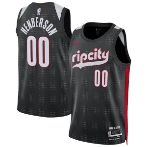 Robusto Scoot Henderson Portland Trail Blazers Nike Unisex 2024/25 Swingman Player Jersey City Edition Black per i devoti sostenitori