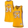 Meraviglioso Shaquille O'Neal Los Angeles Lakers Women's 1999/00 Hardwood Classics Swingman Jersey Gold per i devoti sostenitori