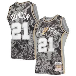Moderno Bellissimo Tim Duncan San Antonio Spurs Hardwood Classics 1998/99 Lunar New Year Swingman Jersey Black per i devoti sostenitori