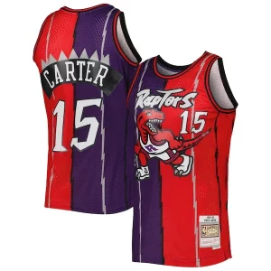 Accattivante Moderno Vince Carter Toronto Raptors Hardwood Classics 1998/99 Split Swingman Jersey Purple/Red per i devoti sostenitori