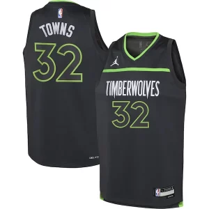 Incantevole Gorgeous Karl Anthony Towns Minnesota Timberwolves Jordan Brand Youth Swingman Jersey Statement Edition Black per i devoti sostenitori