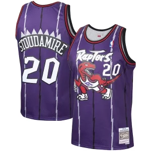Prestigioso Stupendo Carino Damon Stoudamire Toronto Raptors 1995/96 Hardwood Classics Swingman Jersey Purple per i devoti sostenitori