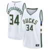 Gorgeous Accattivante Resistente Giannis Antetokounmpo Milwaukee Bucks Fast Break Replica Player Jersey Association Edition White per i devoti sostenitori
