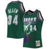 Robusto Ray Allen Milwaukee Bucks 1996/97 Hardwood Classics NBA 75th Anniversary Diamond Swingman Jersey Green per i devoti sostenitori