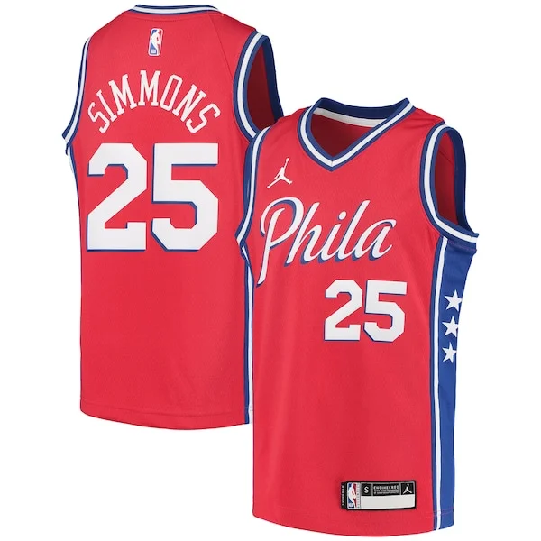 Trendy Carino Robusto Ben Simmons Philadelphia 76ers Jordan Brand Youth 2020/21 Swingman Player Jersey Statement Edition Red per i devoti sostenitori