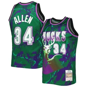 Robusto Ray Allen Milwaukee Bucks 1996/97 Hardwood Classics Marble Swingman Jersey Green per i devoti sostenitori