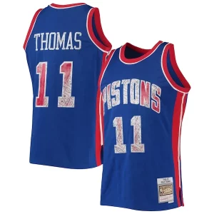 Duraturo Isiah Thomas Detroit Pistons 1988/89 Hardwood Classics NBA 75th Anniversary Diamond Swingman Jersey Blue per i devoti sostenitori