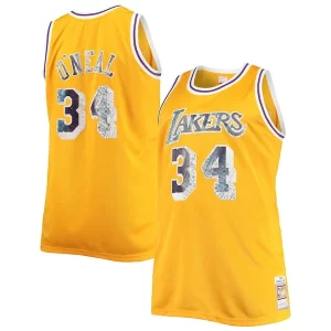 Carino Fantastico Moderno Shaquille O'Neal Los Angeles Lakers Big & Tall 1996 97 NBA 75th Anniversary Diamond Swingman Jersey Gold per i devoti sostenitori