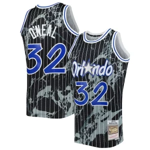 Robusto Shaquille O'Neal Orlando Magic 1994/95 Hardwood Classics Marble Swingman Jersey Black per i devoti sostenitori