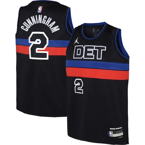 Stupendo Cade Cunningham Detroit Pistons Jordan Brand Youth Swingman Jersey Statement Edition Black per i devoti sostenitori