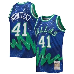 Meraviglioso Dirk Nowitzki Dallas Mavericks Hardwood Classics 1998/99 Hyper Hoops Swingman Jersey Blue per i devoti sostenitori