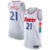 Accattivante Joel Embiid Philadelphia 76ers Nike 2024/25 Authentic Player Jersey City Edition White per i devoti sostenitori