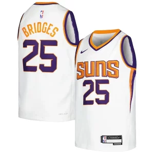 Resistente Mikal Bridges Phoenix Suns Nike Youth Swingman Jersey Association Edition White/Purple per i devoti sostenitori