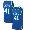 Raffinato Prestigioso Dirk Nowitzki Dallas Mavericks 1998/99 Hardwood Classics Swingman Jersey Blue per i devoti sostenitori