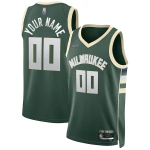 Magnifico Moderno Milwaukee Bucks Nike 2021/22 Diamond Swingman Custom Jersey Icon Edition Hunter Green per i devoti sostenitori