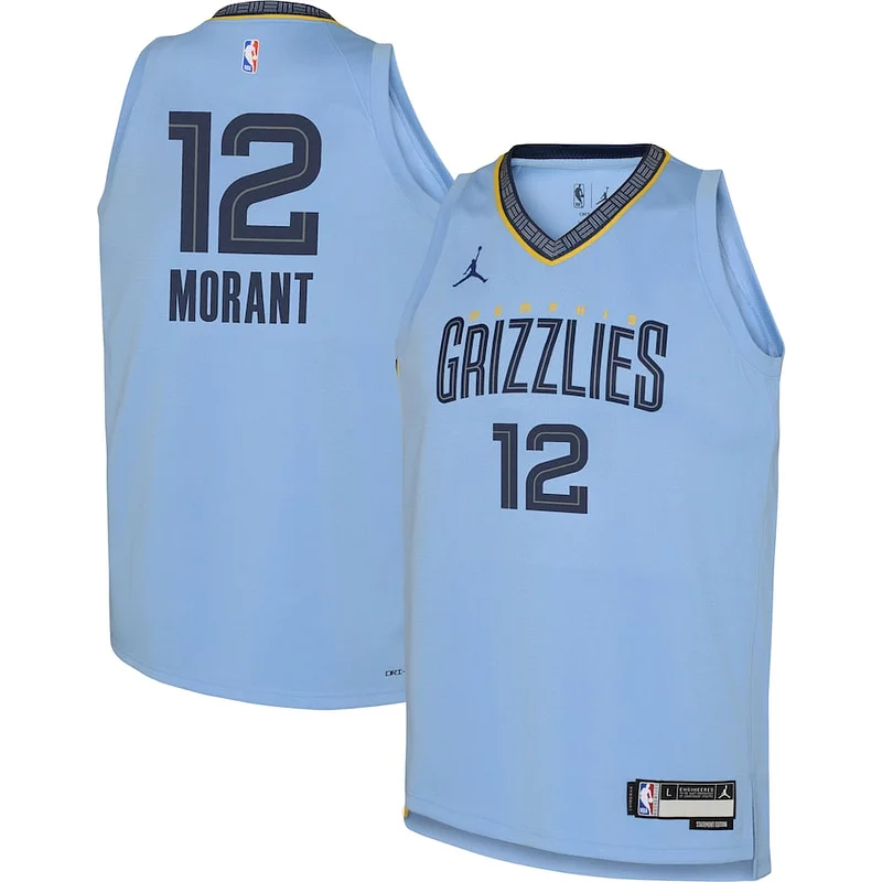 Prestigioso Sofisticato Ja Morant Memphis Grizzlies Jordan Brand Youth Swingman Jersey Statement Edition Light Blue per i devoti sostenitori