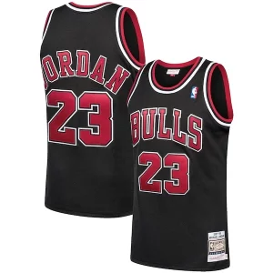 Gorgeous Elegante Michael Jordan Chicago Bulls 1997/98 Hardwood Classics Authentic Jersey Black/Scarlet/White per i devoti sostenitori