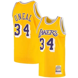 Duraturo Shaquille O'Neal Los Angeles Lakers 1996/97 Hardwood Classics Authentic Jersey Gold per i devoti sostenitori