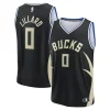 Resistente Prestigioso Damian Lillard Milwaukee Bucks Youth Fast Break Replica Player Jersey Statement Edition Black per i devoti sostenitori