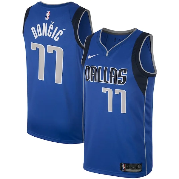 Elegante Trendy Dallas Mavericks Luka Doncic Nike Men's Swingman Jersey Royal per i devoti sostenitori