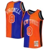 Resistente Latrell Sprewell New York Knicks Hardwood Classics 1998/99 Split Swingman Jersey Blue/Orange per i devoti sostenitori