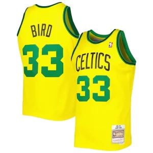 Fascinante Incantevole Larry Bird Boston Celtics 1985 86 Hardwood Classics Reload 3.0 Swingman Jersey Gold per i devoti sostenitori