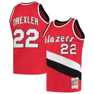 Versatile Clyde Drexler Portland Trail Blazers 1983/84 Hardwood Classics Swingman Jersey Red per i devoti sostenitori