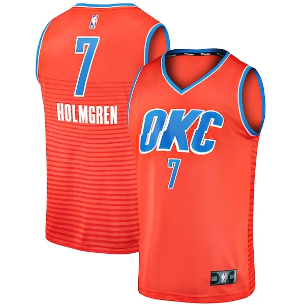Elegante Chet Holmgren Oklahoma City Thunder Fast Break Replica Player Jersey Statement Edition Orange per i devoti sostenitori