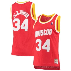 Raffinato Elegante Carino Hakeem Olajuwon Houston Rockets Women's 1993/94 Hardwood Classics Swingman Jersey Red/Navy per i devoti sostenitori