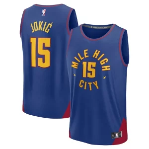 Meraviglioso Nikola Jokic Denver Nuggets Fast Break Replica Player Jersey Statement Edition Blue per i devoti sostenitori